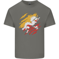 Torn Bhutan Flag Bhutanese Day Football Mens Cotton T-Shirt Tee Top Charcoal