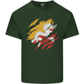 Torn Bhutan Flag Bhutanese Day Football Mens Cotton T-Shirt Tee Top Forest Green