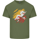 Torn Bhutan Flag Bhutanese Day Football Mens Cotton T-Shirt Tee Top Military Green