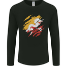 Torn Bhutan Flag Bhutanese Day Football Mens Long Sleeve T-Shirt Black