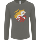 Torn Bhutan Flag Bhutanese Day Football Mens Long Sleeve T-Shirt Charcoal