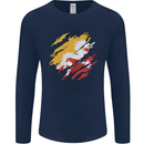 Torn Bhutan Flag Bhutanese Day Football Mens Long Sleeve T-Shirt Navy Blue