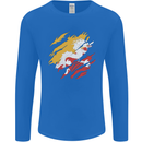 Torn Bhutan Flag Bhutanese Day Football Mens Long Sleeve T-Shirt Royal Blue