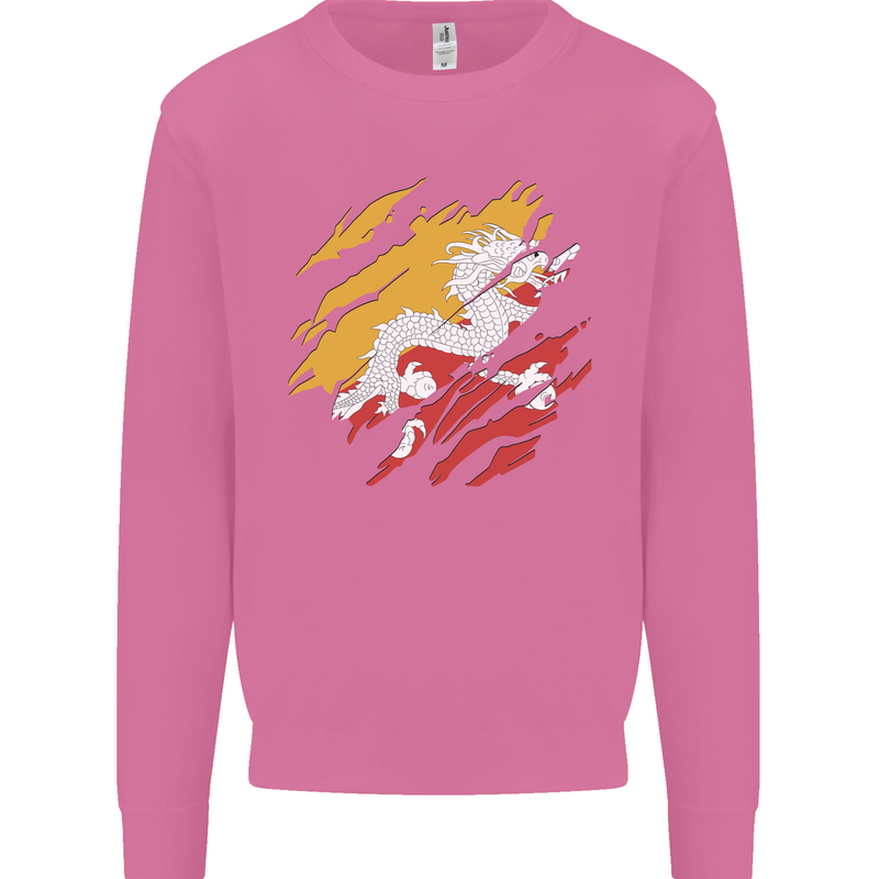 Torn Bhutan Flag Bhutanese Day Football Mens Sweatshirt Jumper Azalea