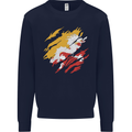 Torn Bhutan Flag Bhutanese Day Football Mens Sweatshirt Jumper Navy Blue