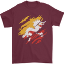 Torn Bhutan Flag Bhutanese Day Football Mens T-Shirt 100% Cotton Maroon