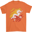 Torn Bhutan Flag Bhutanese Day Football Mens T-Shirt 100% Cotton Orange