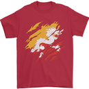 Torn Bhutan Flag Bhutanese Day Football Mens T-Shirt 100% Cotton Red