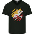 Torn Bhutan Flag Bhutanese Day Football Mens V-Neck Cotton T-Shirt Black