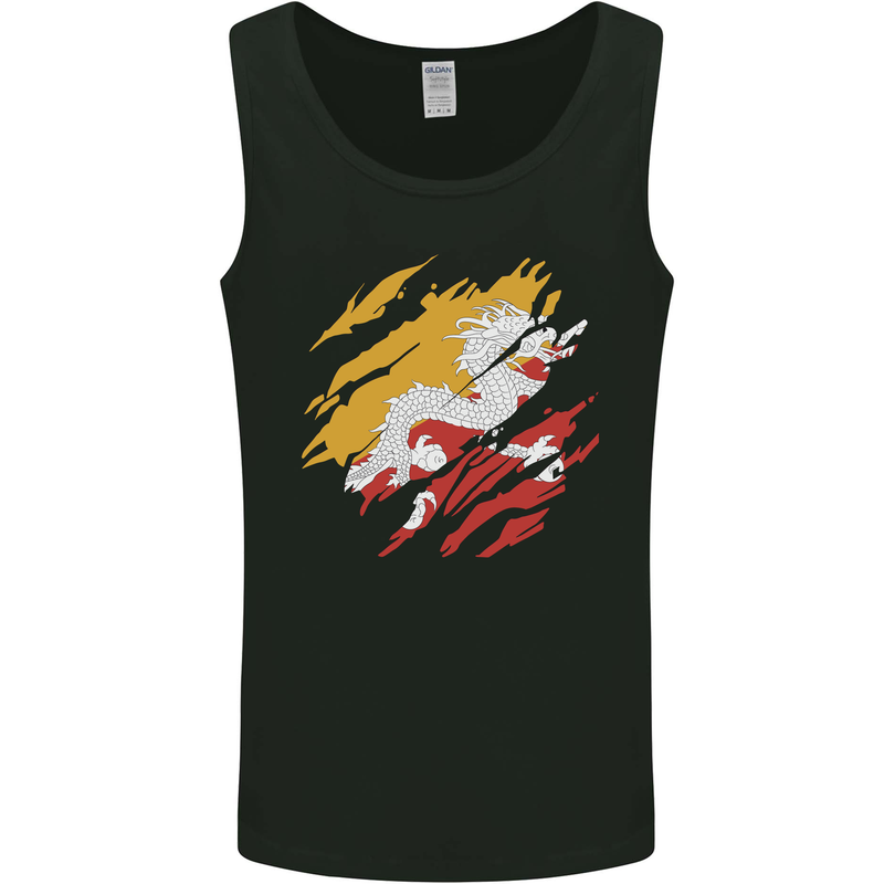 Torn Bhutan Flag Bhutanese Day Football Mens Vest Tank Top Black