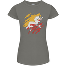 Torn Bhutan Flag Bhutanese Day Football Womens Petite Cut T-Shirt Charcoal