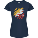 Torn Bhutan Flag Bhutanese Day Football Womens Petite Cut T-Shirt Navy Blue