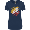 Torn Bhutan Flag Bhutanese Day Football Womens Wider Cut T-Shirt Navy Blue