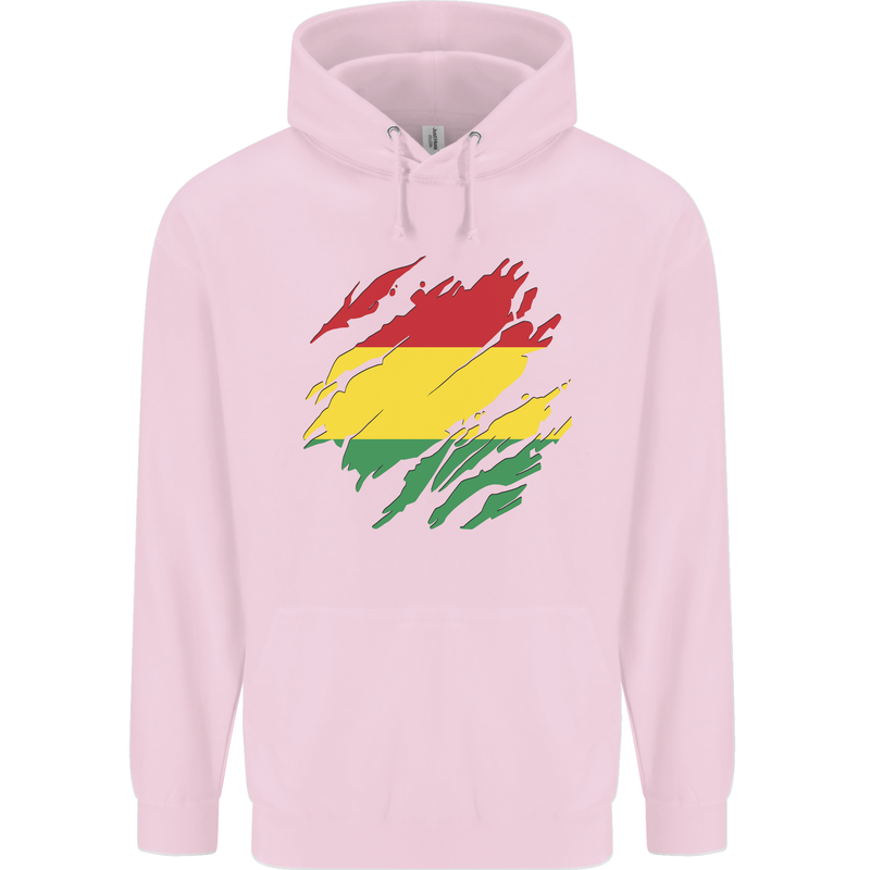Torn Bolivia Flag Bolivian Day Football Childrens Kids Hoodie Light Pink