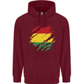 Torn Bolivia Flag Bolivian Day Football Childrens Kids Hoodie Maroon