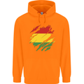 Torn Bolivia Flag Bolivian Day Football Childrens Kids Hoodie Orange