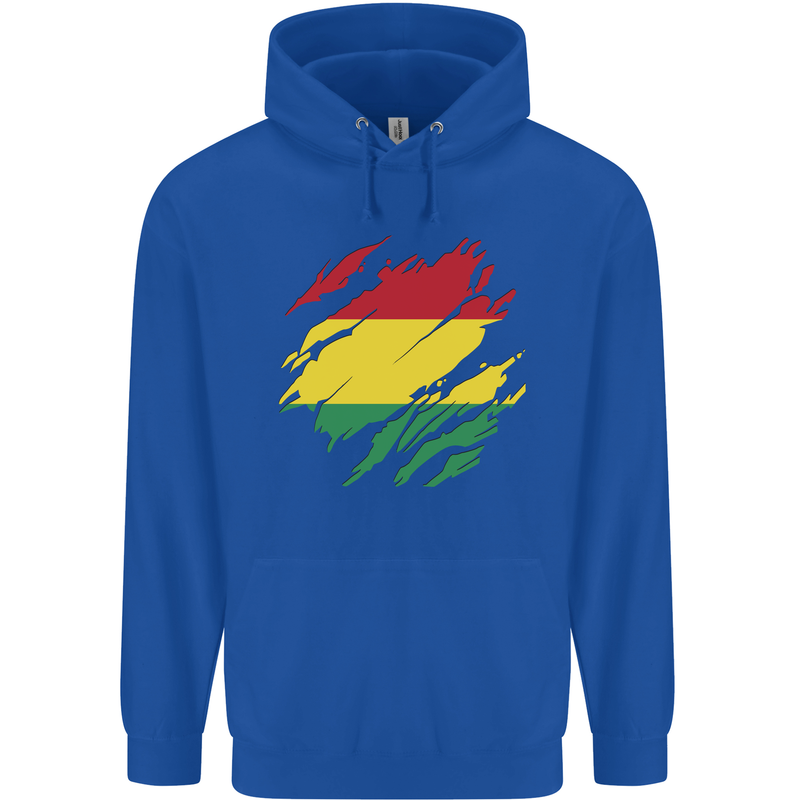 Torn Bolivia Flag Bolivian Day Football Childrens Kids Hoodie Royal Blue