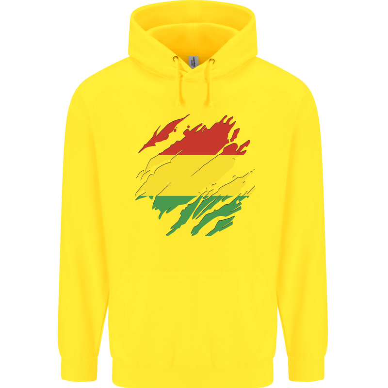 Torn Bolivia Flag Bolivian Day Football Childrens Kids Hoodie Yellow