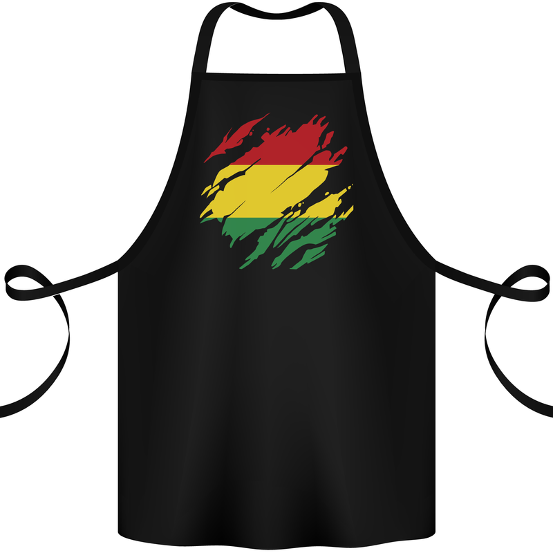 Torn Bolivia Flag Bolivian Day Football Cotton Apron 100% Organic Black