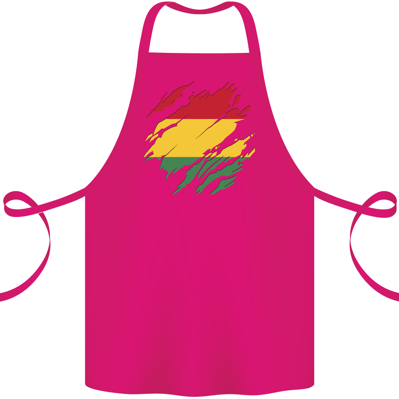 Torn Bolivia Flag Bolivian Day Football Cotton Apron 100% Organic Pink
