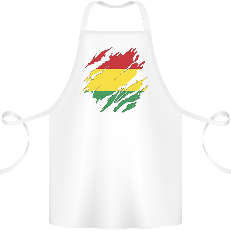 Torn Bolivia Flag Bolivian Day Football Cotton Apron 100% Organic White