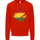 Torn Bolivia Flag Bolivian Day Football Kids Sweatshirt Jumper Bright Red