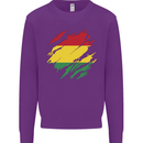 Torn Bolivia Flag Bolivian Day Football Kids Sweatshirt Jumper Purple