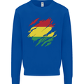 Torn Bolivia Flag Bolivian Day Football Kids Sweatshirt Jumper Royal Blue