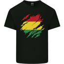 Torn Bolivia Flag Bolivian Day Football Kids T-Shirt Childrens Black