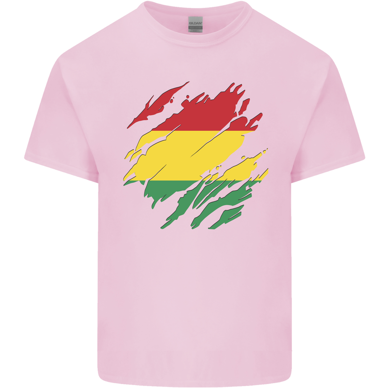 Torn Bolivia Flag Bolivian Day Football Kids T-Shirt Childrens Light Pink
