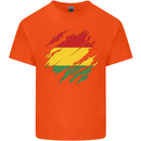Torn Bolivia Flag Bolivian Day Football Kids T-Shirt Childrens Orange