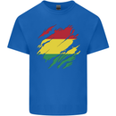 Torn Bolivia Flag Bolivian Day Football Kids T-Shirt Childrens Royal Blue