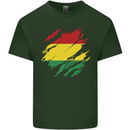Torn Bolivia Flag Bolivian Day Football Mens Cotton T-Shirt Tee Top Forest Green