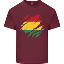 Torn Bolivia Flag Bolivian Day Football Mens Cotton T-Shirt Tee Top Maroon