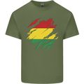 Torn Bolivia Flag Bolivian Day Football Mens Cotton T-Shirt Tee Top Military Green