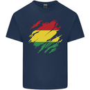 Torn Bolivia Flag Bolivian Day Football Mens Cotton T-Shirt Tee Top Navy Blue
