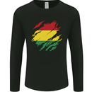 Torn Bolivia Flag Bolivian Day Football Mens Long Sleeve T-Shirt Black
