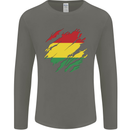 Torn Bolivia Flag Bolivian Day Football Mens Long Sleeve T-Shirt Charcoal