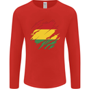 Torn Bolivia Flag Bolivian Day Football Mens Long Sleeve T-Shirt Red