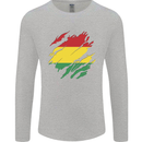 Torn Bolivia Flag Bolivian Day Football Mens Long Sleeve T-Shirt Sports Grey