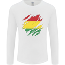 Torn Bolivia Flag Bolivian Day Football Mens Long Sleeve T-Shirt White