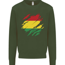 Torn Bolivia Flag Bolivian Day Football Mens Sweatshirt Jumper Forest Green