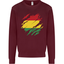 Torn Bolivia Flag Bolivian Day Football Mens Sweatshirt Jumper Maroon