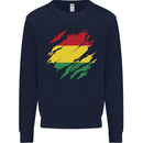 Torn Bolivia Flag Bolivian Day Football Mens Sweatshirt Jumper Navy Blue