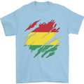Torn Bolivia Flag Bolivian Day Football Mens T-Shirt 100% Cotton Light Blue