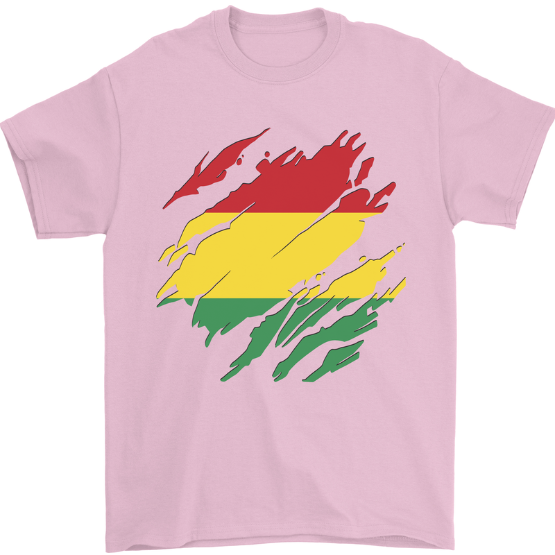 Torn Bolivia Flag Bolivian Day Football Mens T-Shirt 100% Cotton Light Pink
