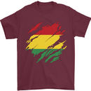 Torn Bolivia Flag Bolivian Day Football Mens T-Shirt 100% Cotton Maroon