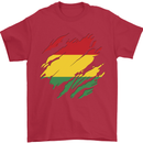 Torn Bolivia Flag Bolivian Day Football Mens T-Shirt 100% Cotton Red