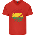 Torn Bolivia Flag Bolivian Day Football Mens V-Neck Cotton T-Shirt Red