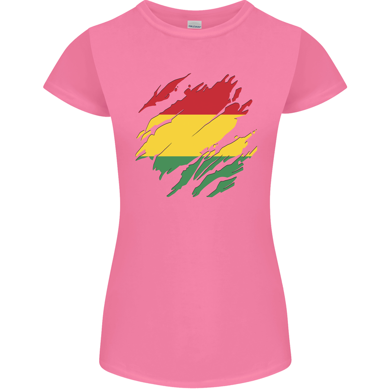 Torn Bolivia Flag Bolivian Day Football Womens Petite Cut T-Shirt Azalea